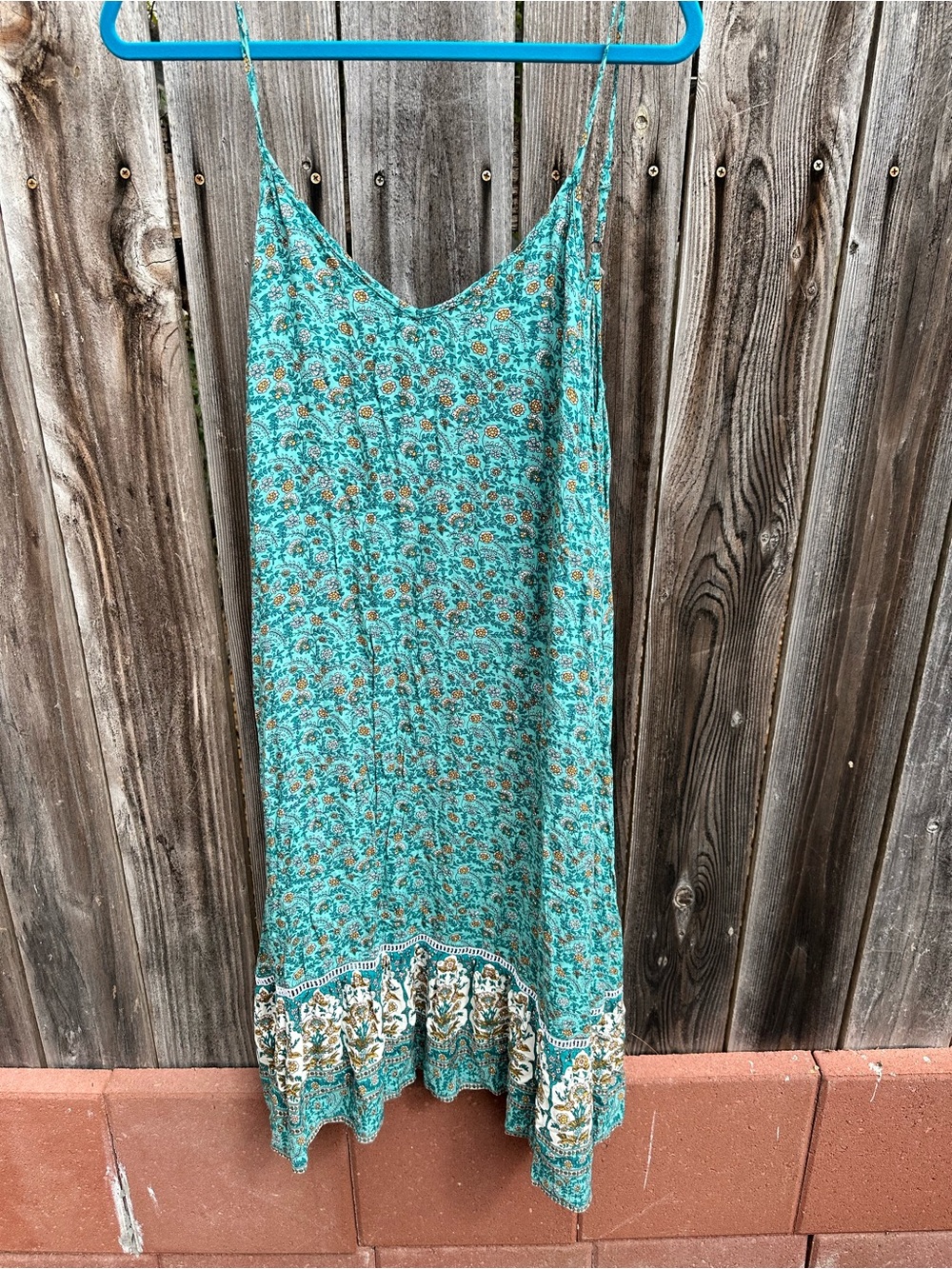 Tanah Folk Turquoise Floral Slip Dress